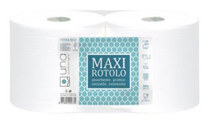 ROTOLI INDUSTRIALI . Confezione da 2 Rotoli asciugatutto industriali bianchi in pura cellulosa, certificati FSC. Foto prodotto